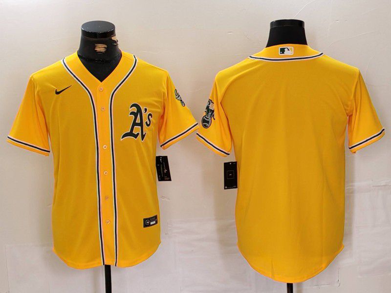 Men Oakland Athletics Blank Yellow Game 2024 Nike MLB Jersey style 2->oakland athletics->MLB Jersey